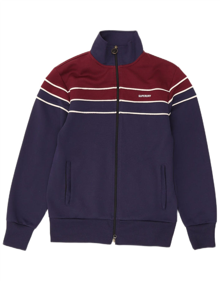 SUPERDRY Mens Tracksuit Top Jacket XS Navy Blue Colourblock Polyester