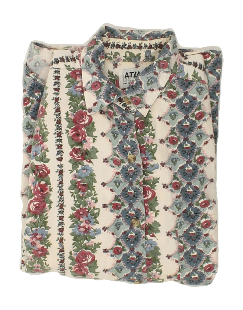 VINTAGE Womens Shirt UK 14 Medium Multicoloured Floral Cotton | Vintage Vintage | Thrift | Second-Hand Vintage | Used Clothing | Messina Hembry 