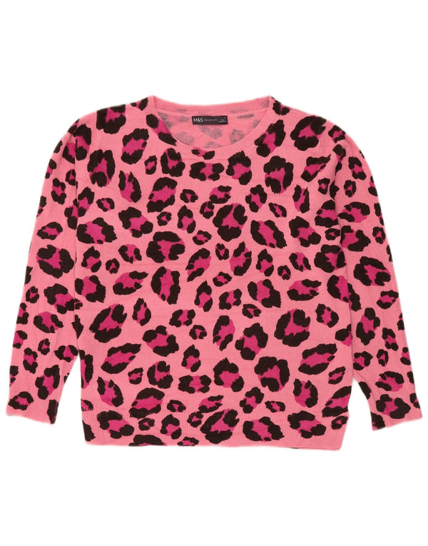 Marks & Spencer Womens Crew Neck Jumper Sweater UK 14 Medium Pink