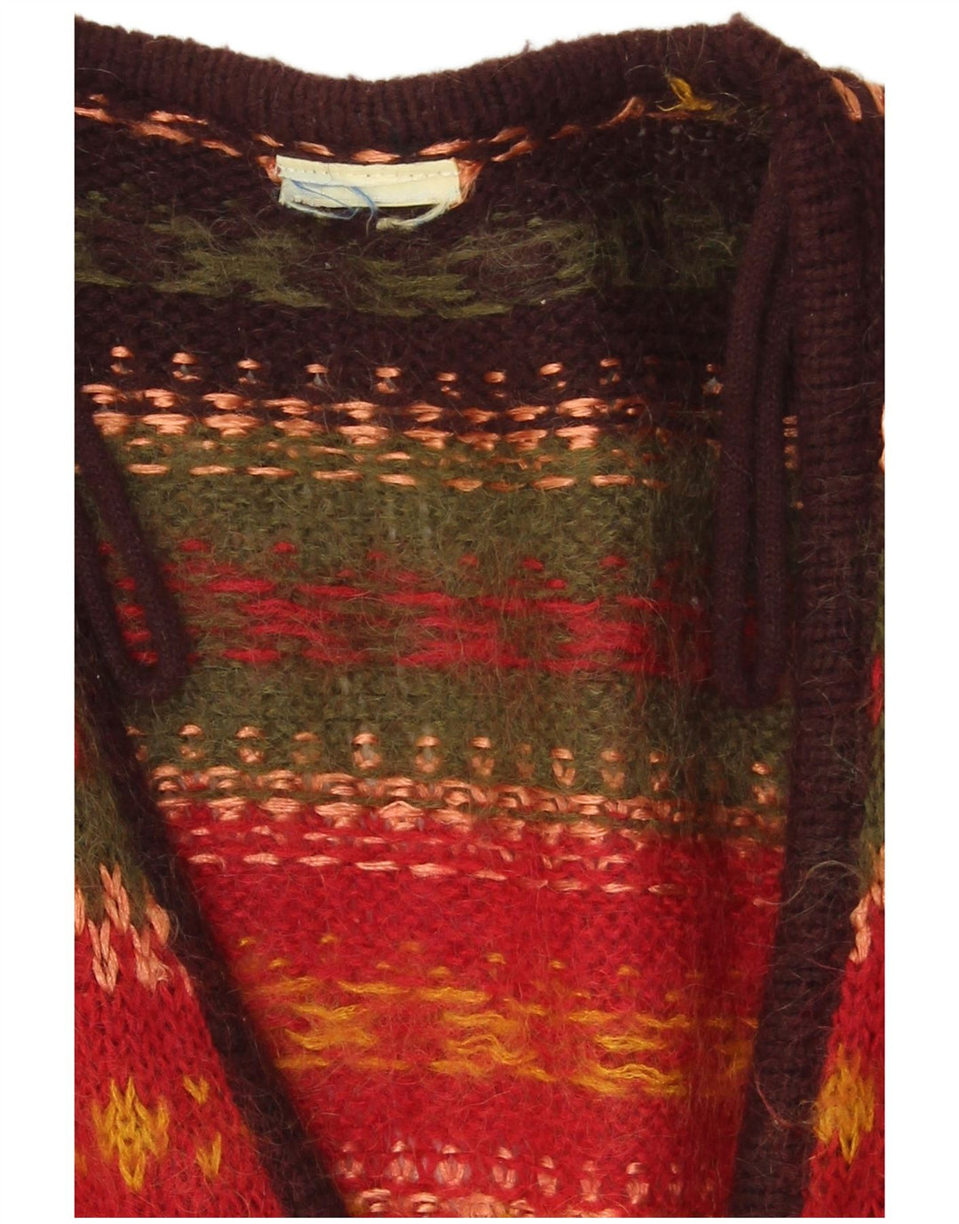 VINTAGE Womens Cardigan Sweater UK 14 Large Multicoloured Striped