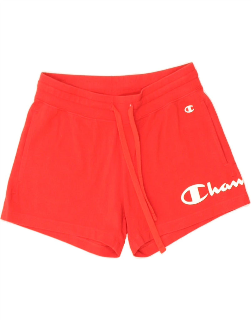 CHAMPION Womens Graphic Sport Shorts UK 6 XS Red Cotton | Vintage Champion | Thrift | Second-Hand Champion | Used Clothing | Messina Hembry 