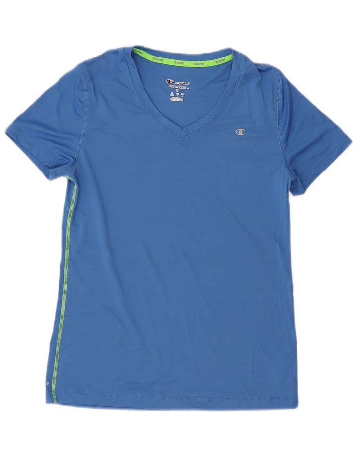 CHAMPION Womens T-Shirt Top UK 14 Medium Blue Polyester