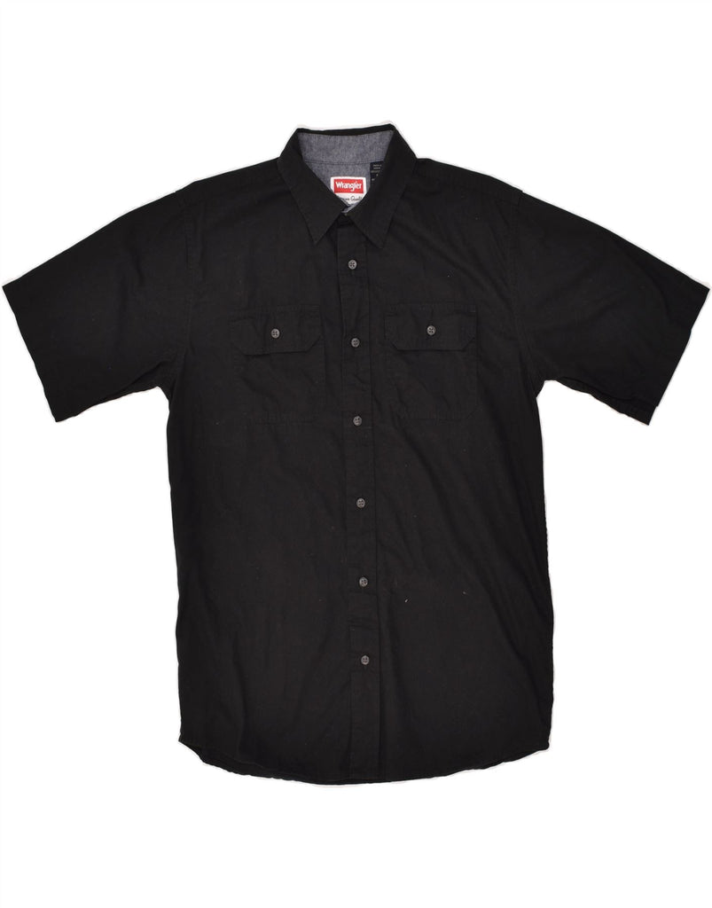 WRANGLER Mens Short Sleeve Shirt Small Black Cotton | Vintage Wrangler | Thrift | Second-Hand Wrangler | Used Clothing | Messina Hembry 