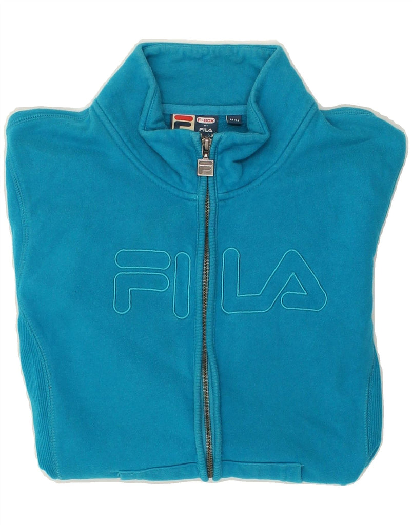 FILA Womens Graphic Tracksuit Top Jacket UK 12 Medium Blue Cotton | Vintage Fila | Thrift | Second-Hand Fila | Used Clothing | Messina Hembry 