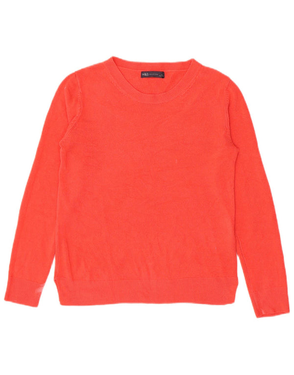 Marks & Spencer Womens Boat Neck Jumper Sweater UK 10 Small Red Acrylic