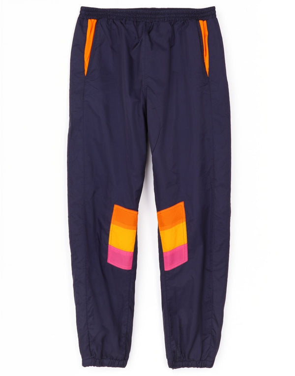Vintage Mens Tracksuit Trousers Joggers Large Navy Blue Colourblock