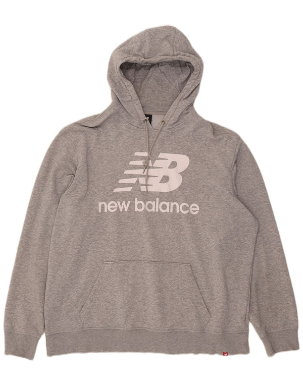 New Balance Mens Graphic Hoodie Jumper 2XL Grey Cotton