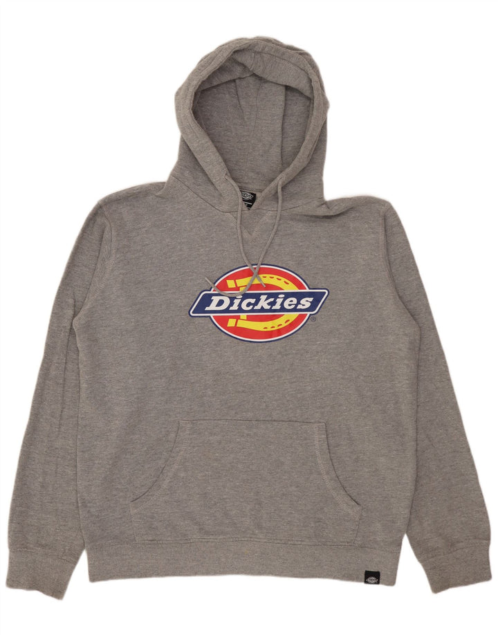 DICKIES Mens Graphic Hoodie Jumper Large Grey Cotton