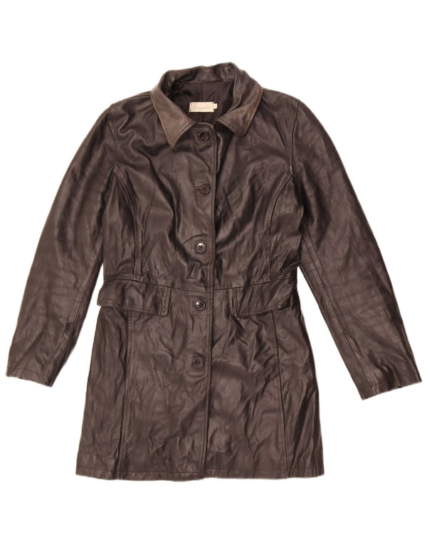 Bayside Womens Leather Coat UK 12 Medium Black Leather