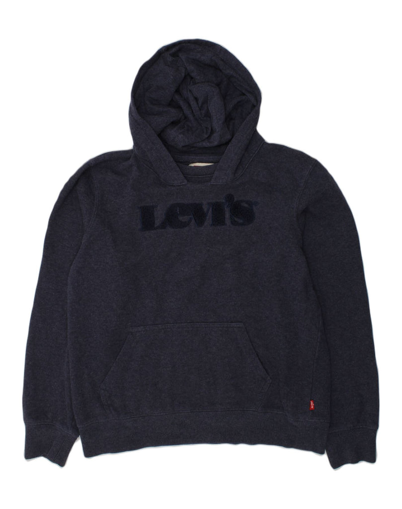 LEVI'S Boys Graphic Hoodie Jumper 13-14 Years Navy Blue Cotton | Vintage Levi's | Thrift | Second-Hand Levi's | Used Clothing | Messina Hembry 