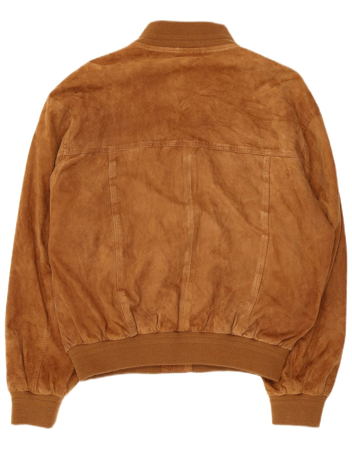 Vintage Mens Suede Jacket IT 50 Large Brown Leather