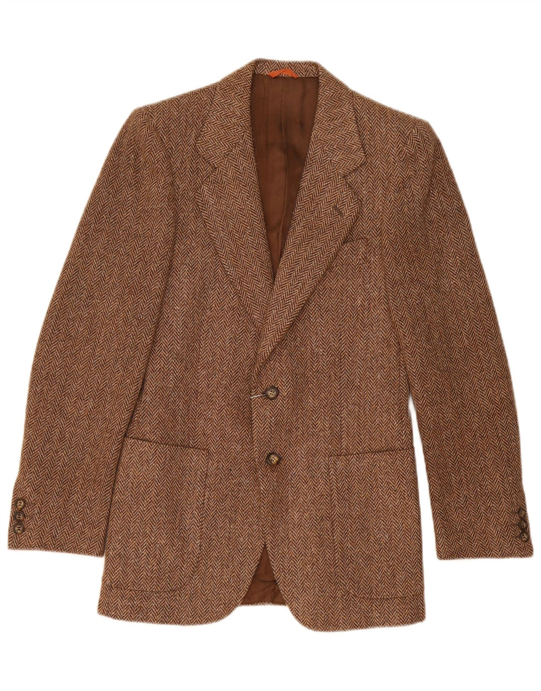 Vintage Mens 2 Button Blazer Jacket IT 44 XS Brown Herringbone Wool