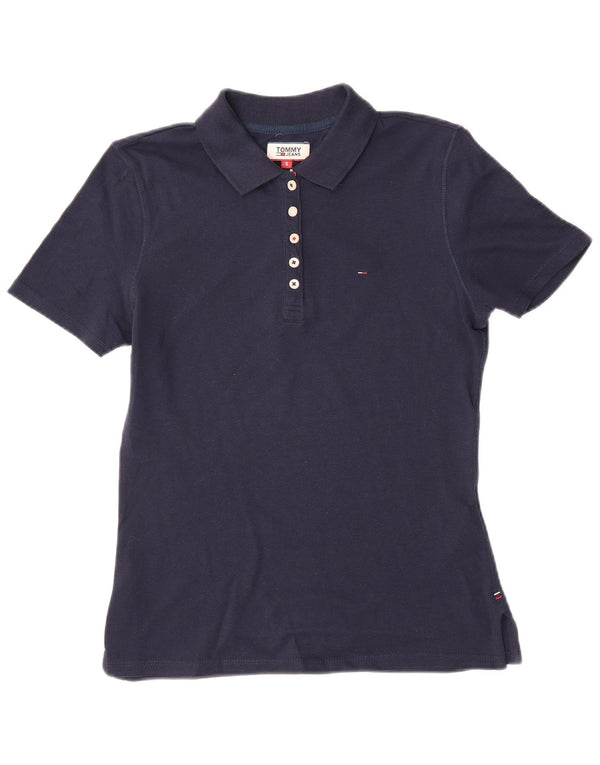 Tommy Hilfiger Womens Polo Shirt UK 10 Small Navy Blue Cotton