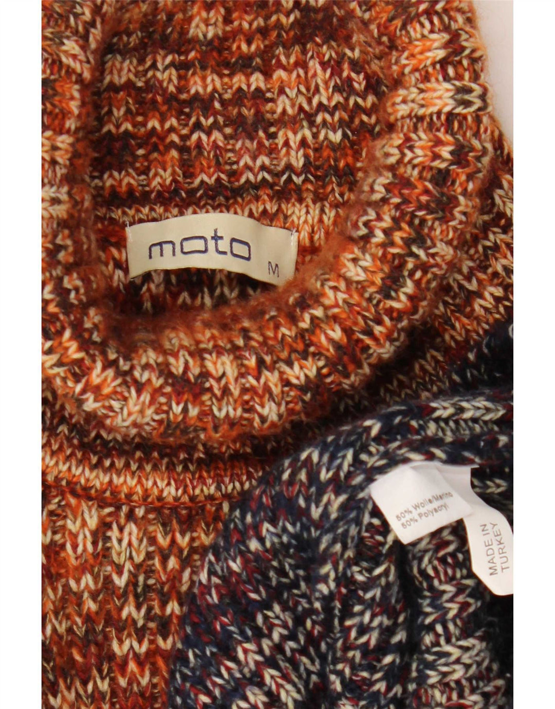 Moto Mens Roll Neck Jumper Sweater Medium Multicoloured Colourblock