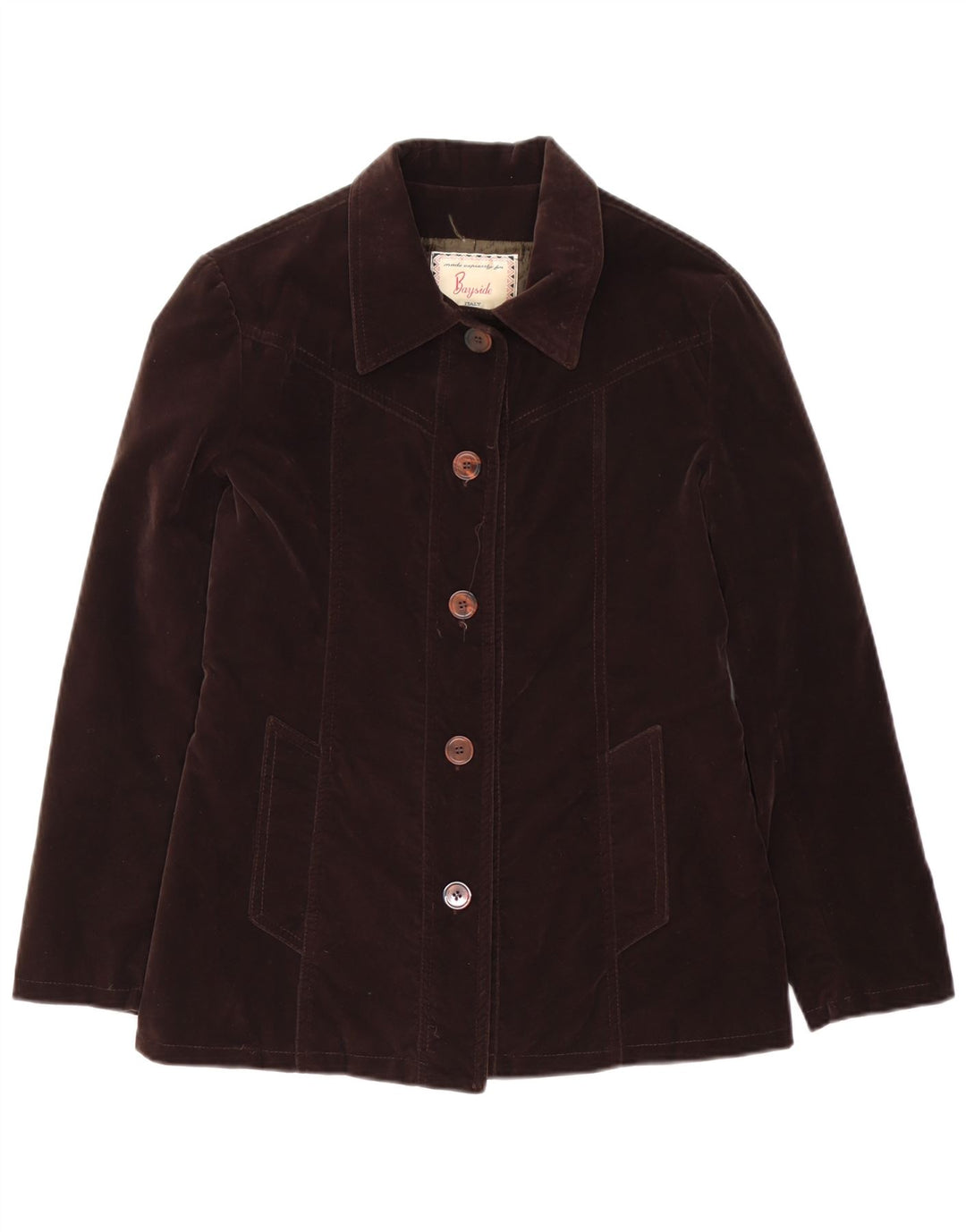 Bayside Womens Oversized Bomber Jacket UK 10 Small Brown Polyvinyl