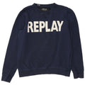 Replay Mens Graphic Sweatshirt Jumper Large Navy Blue Cotton