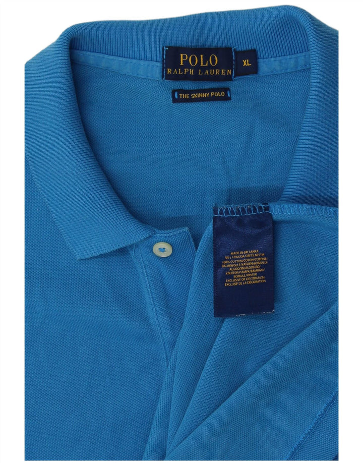 POLO RALPH LAUREN Womens Skinny Polo Shirt UK 18 XL Blue Cotton
