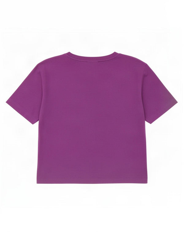 Zara Womens Crop T-Shirt Top UK 8 Small Purple Cotton
