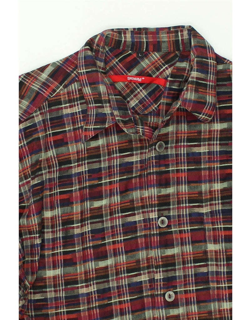 SIGNUM Mens Shirt Large Red Check Cotton | Vintage Signum | Thrift | Second-Hand Signum | Used Clothing | Messina Hembry 