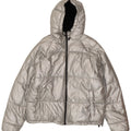 Zara Womens Oversized Graphic Hooded Padded Jacket EU 38 Small Silver Nylon