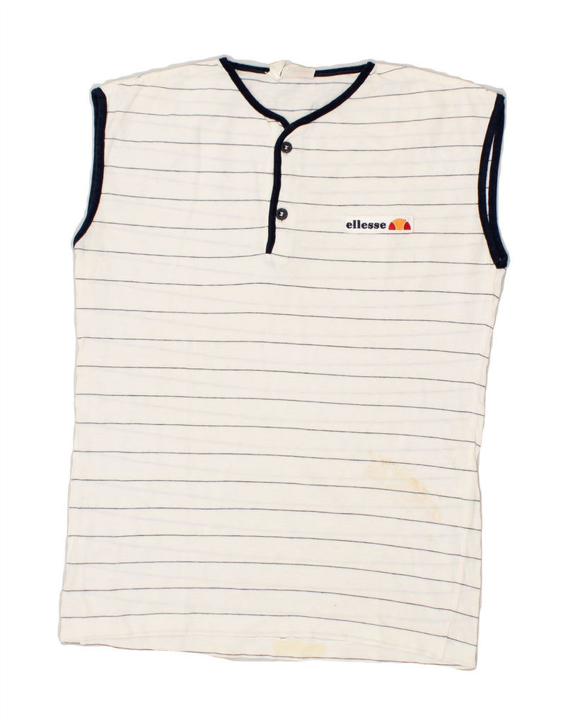 ELLESSE Boys Vest Top 12-13 Years White Striped | Vintage Ellesse | Thrift | Second-Hand Ellesse | Used Clothing | Messina Hembry 