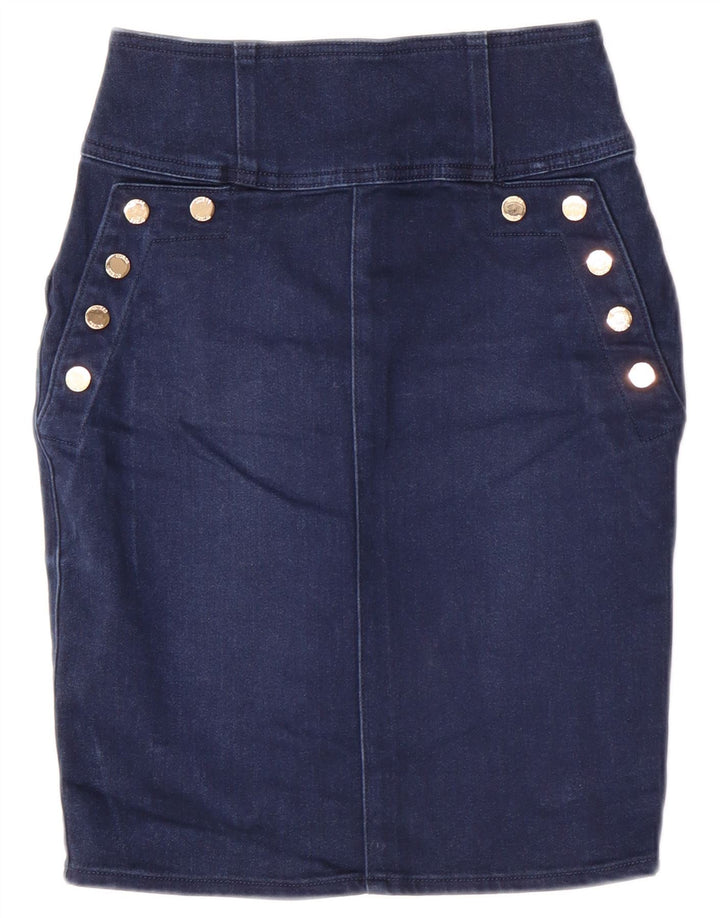Guess Womens High Waist Denim Skirt W28 Medium Blue Modal Classic