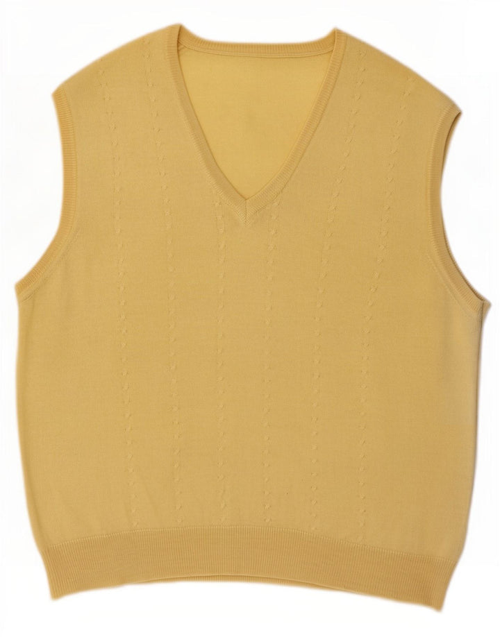 Vintage Mens Vest Tank Top Medium Yellow