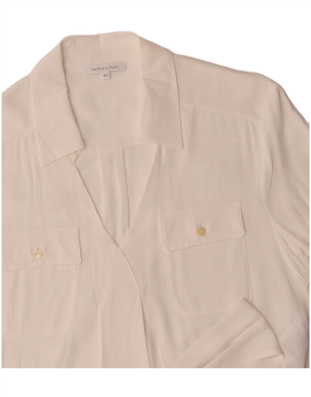 Patrizia Pepe Womens Front Tie Short Sleeve Shirt Blouse IT 42 Medium White