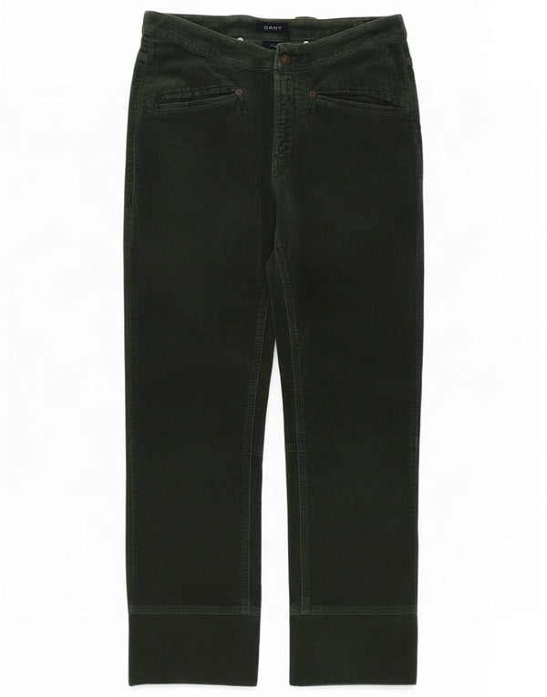 Gant Womens Straight Cropped Trousers W28 L26 Green Cotton