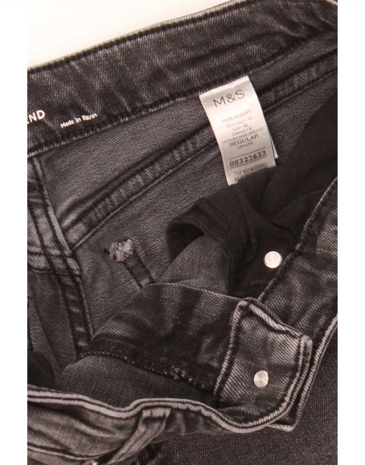 Marks & Spencer Womens Tapered Jeans UK 12 Medium W30 L30 Grey Cotton