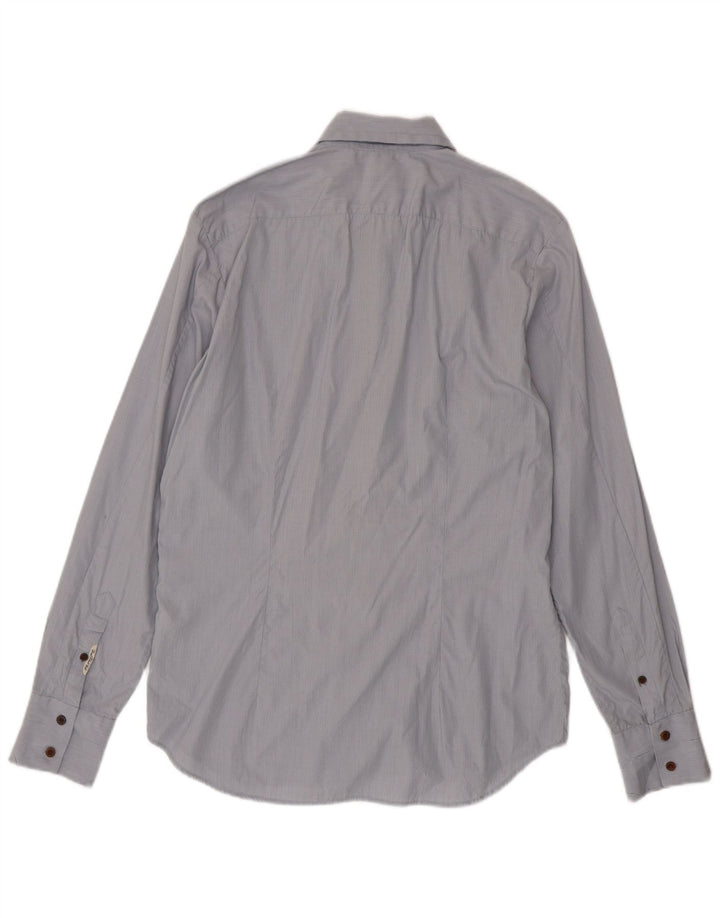 Diesel Mens Shirt Large Blue Pinstripe Cotton