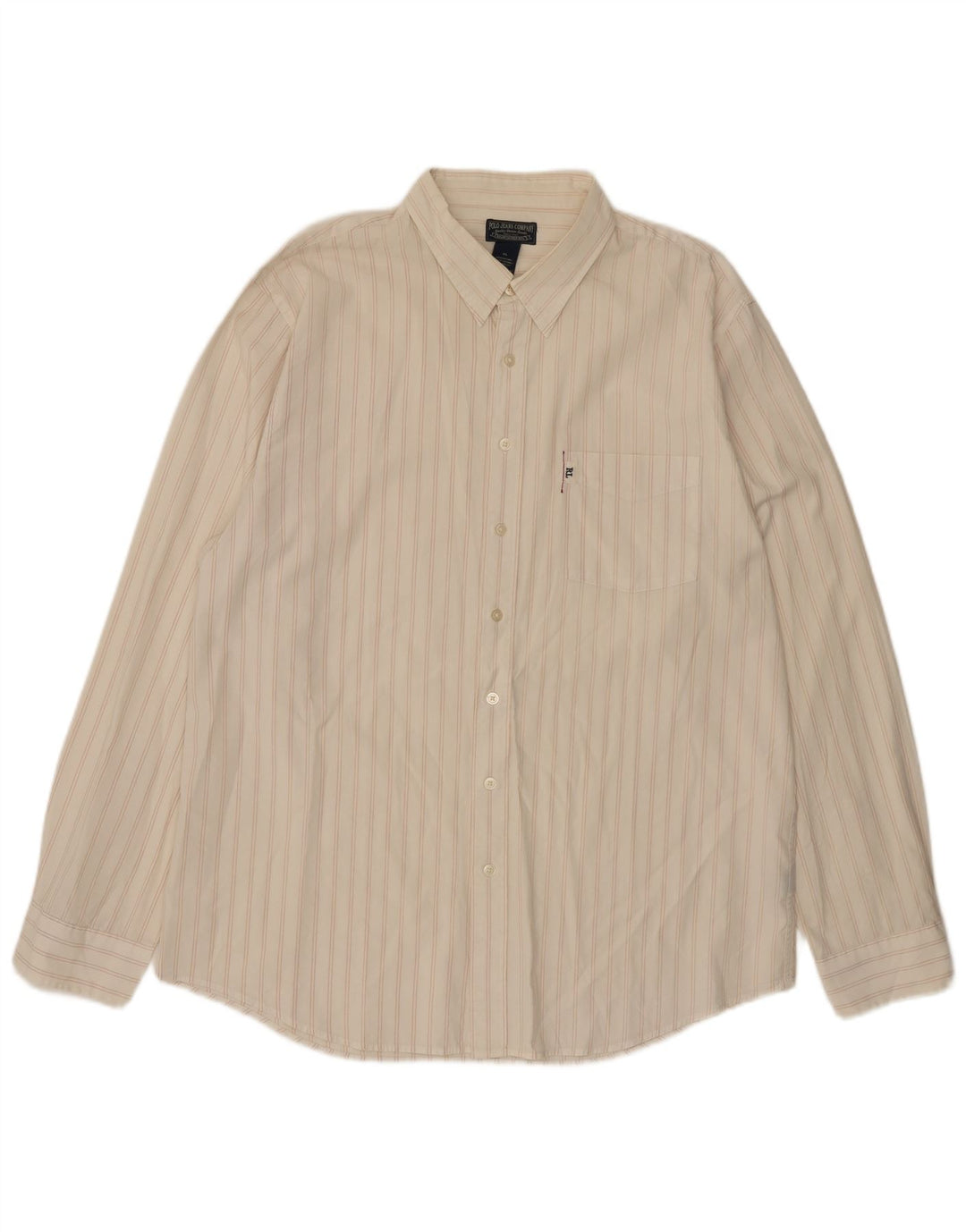 Ralph Lauren Mens Shirt XL White Striped Cotton