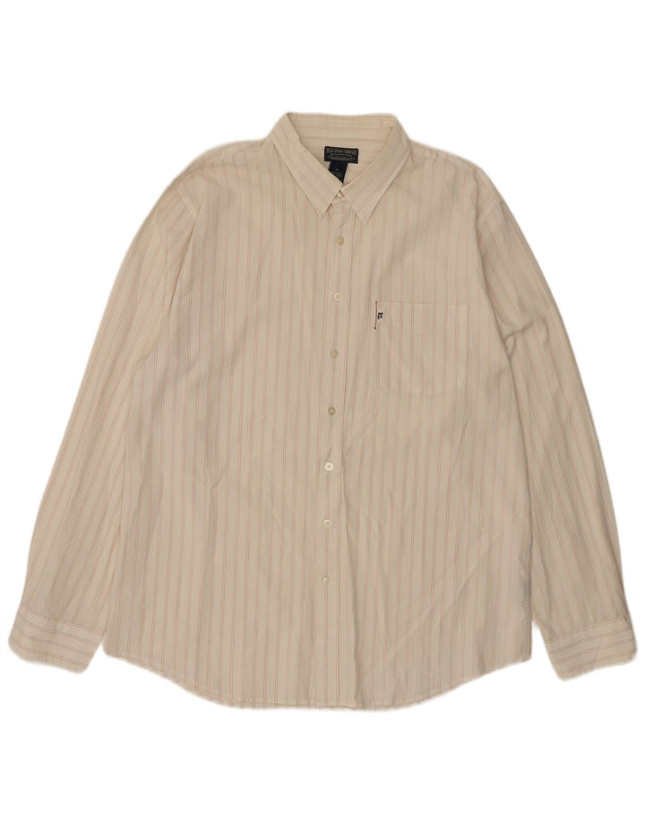 Ralph Lauren Mens Shirt XL White Striped Cotton