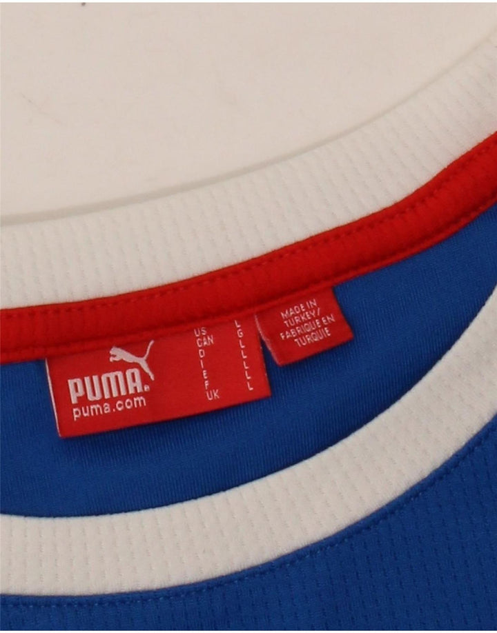 Puma Mens Italia Graphic T-Shirt Top Large Blue Colourblock