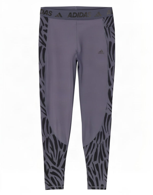Adidas Womens Tech Fit Graphic Leggings UK 20/22 XL Navy Blue Animal Print