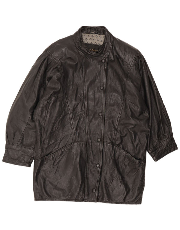 Pierce Arrow Womens Oversized Leather Coat EU 42 Large Black