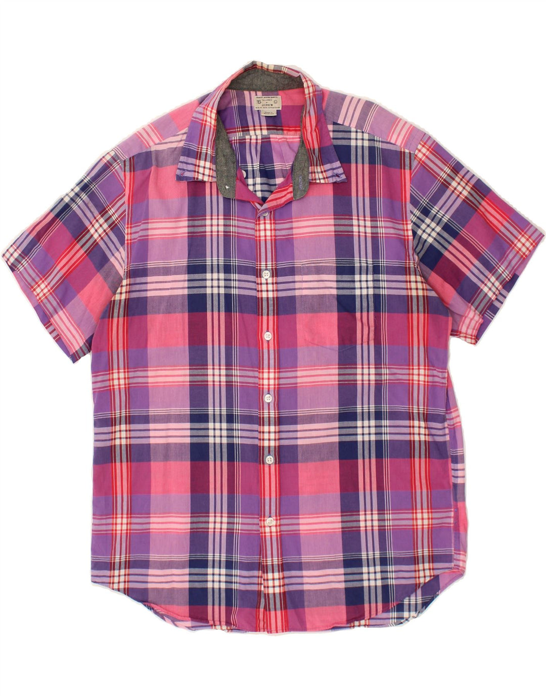 J. CREW Mens Short Sleeve Shirt Large Pink Check Cotton Vintage J. Crew and Second-Hand J. Crew from Messina Hembry 