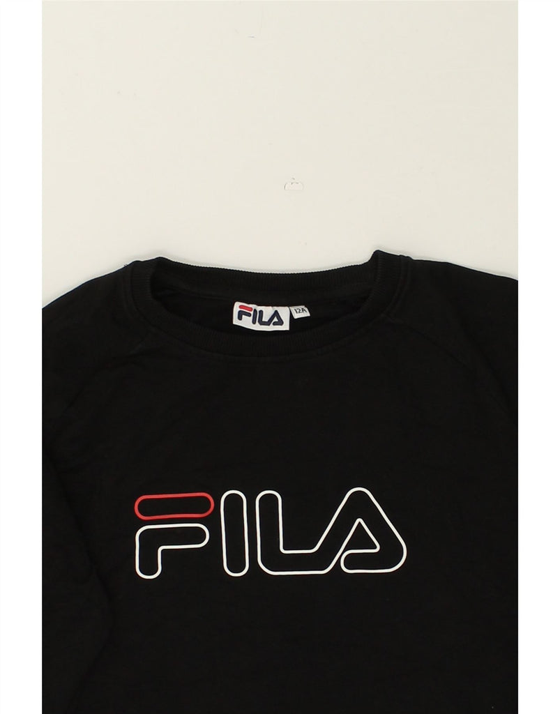 FILA Boys Sweatshirt Jumper 11-12 Years Black Cotton | Vintage Fila | Thrift | Second-Hand Fila | Used Clothing | Messina Hembry 