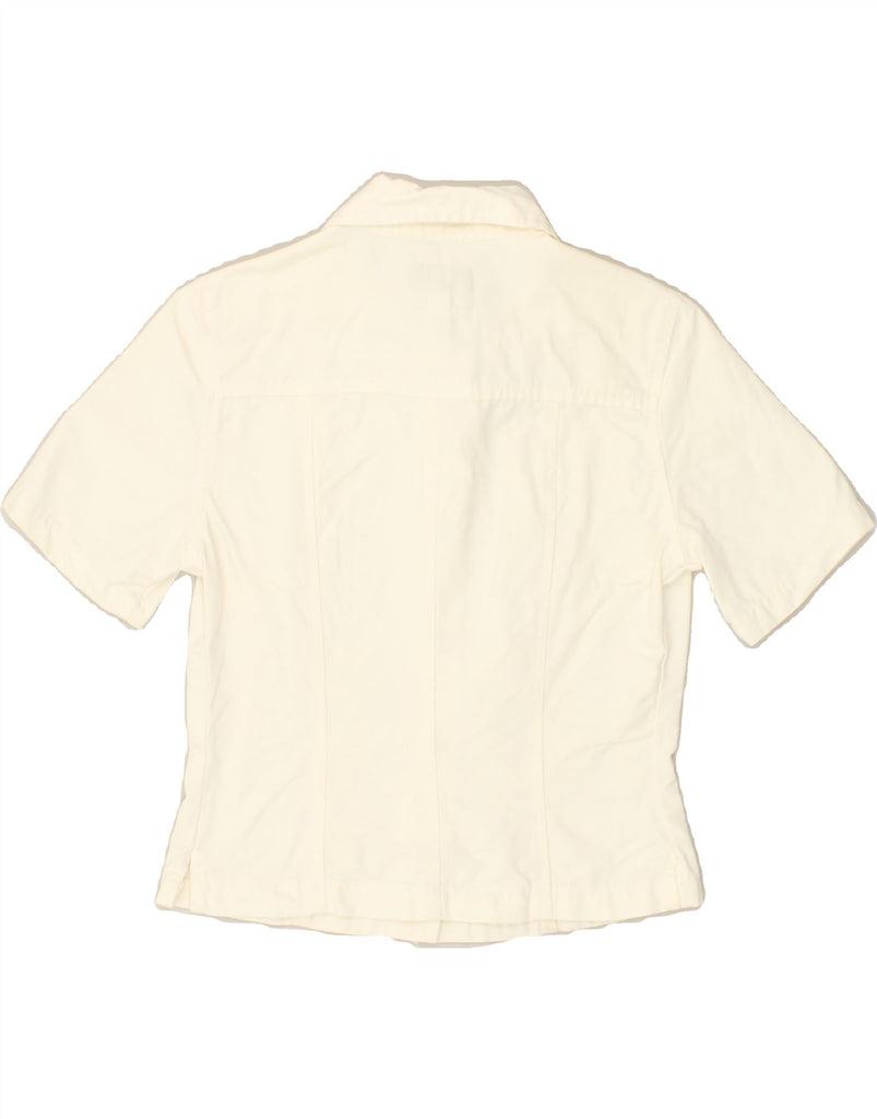 SUPERGA Womens Crop Short Sleeve Shirt IT 40 Small Off White Cotton | Vintage Superga | Thrift | Second-Hand Superga | Used Clothing | Messina Hembry 