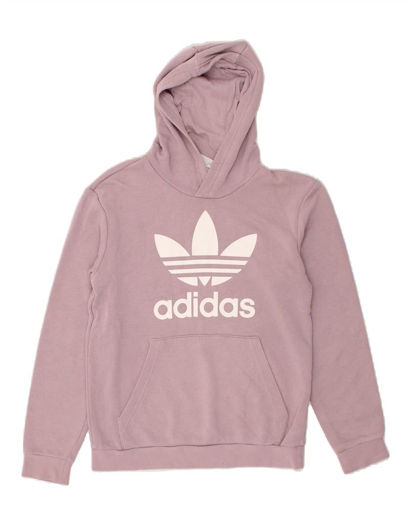 ADIDAS Girls Graphic Hoodie Jumper 11-12 Years Purple Cotton Vintage Adidas and Second-Hand Adidas from Messina Hembry 