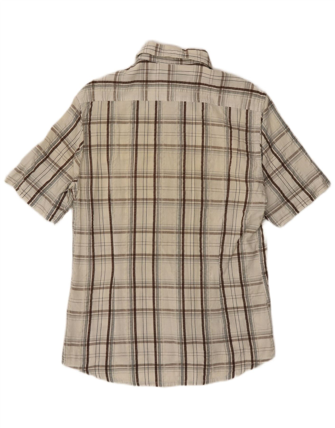 Kappa Mens Short Sleeve Shirt Medium Off White Check Cotton