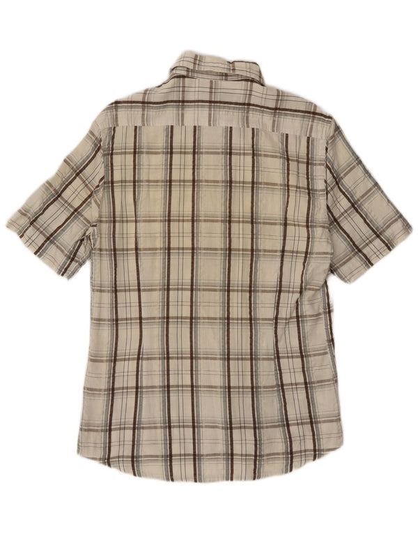 Kappa Mens Short Sleeve Shirt Medium Off White Check Cotton