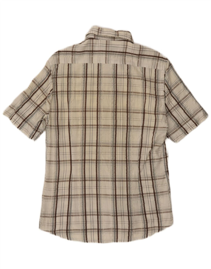 Kappa Mens Short Sleeve Shirt Medium Off White Check Cotton