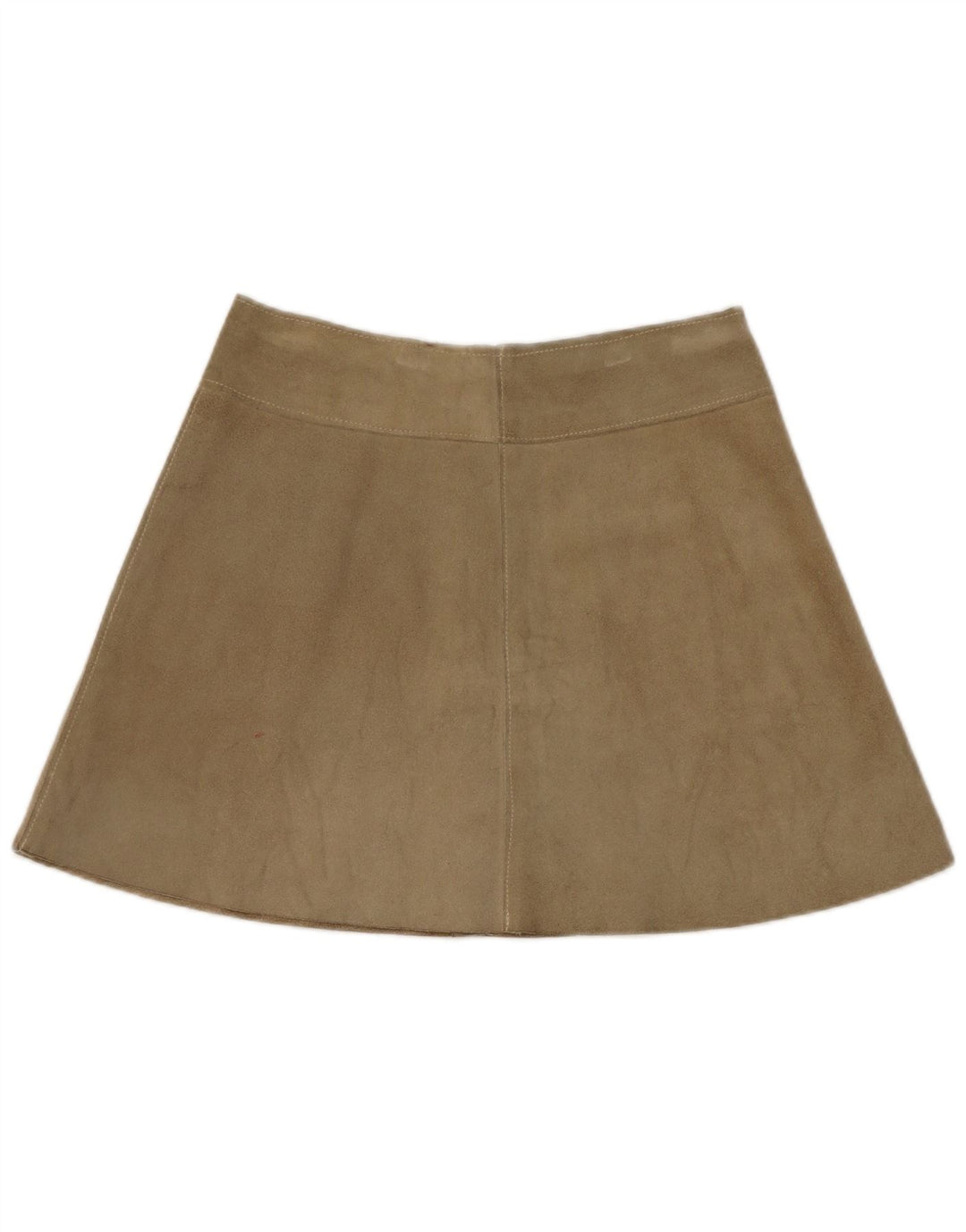 Vintage Womens Suede Mini Skirt W28 Medium Khaki Leather