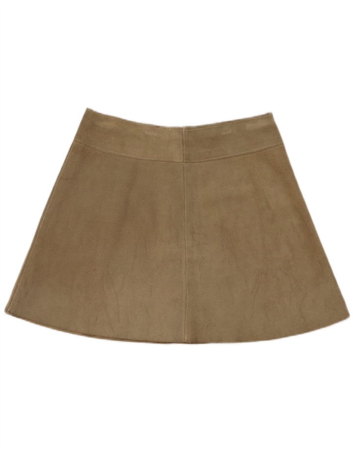 Vintage Womens Suede Mini Skirt W28 Medium Khaki Leather