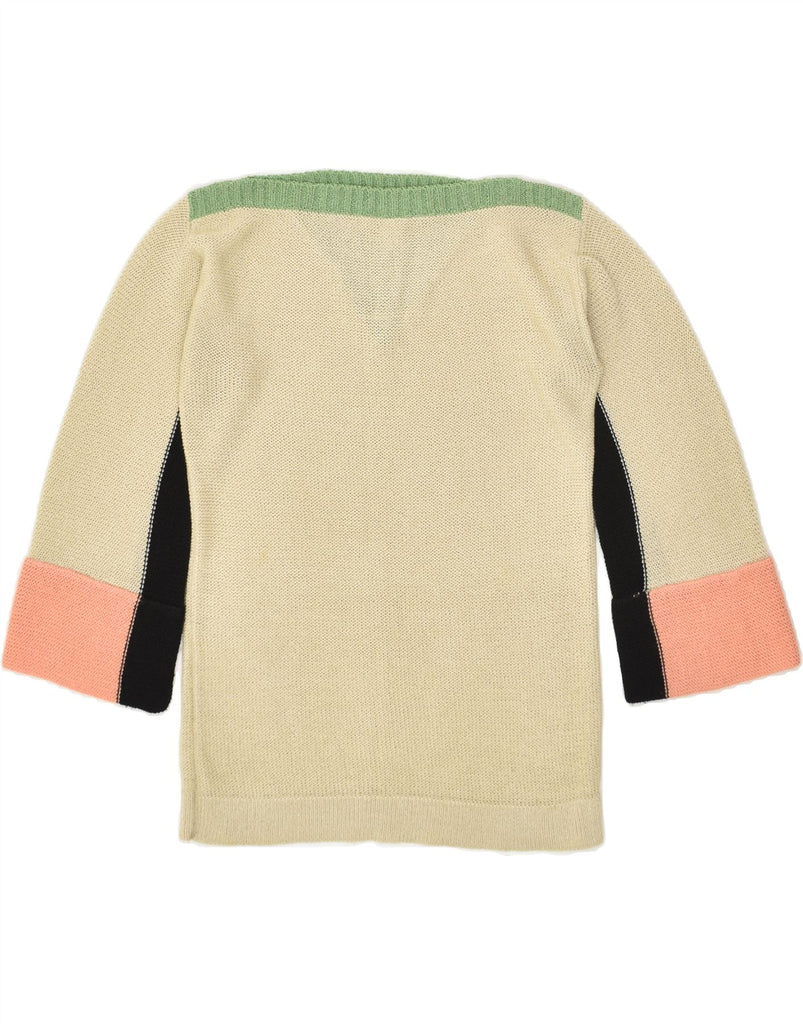 VINTAGE Womens 3/4 Sleeve Boat Neck Jumper Sweater UK 8 Small Beige | Vintage Vintage | Thrift | Second-Hand Vintage | Used Clothing | Messina Hembry 