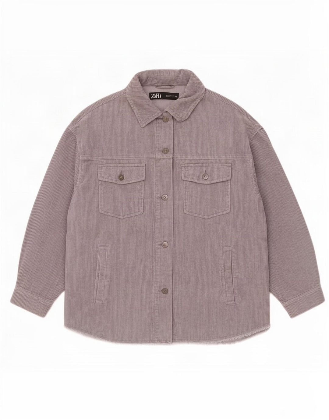 Zara Womens Oversized Corduroy Jacket UK 16 Large Grey Cotton