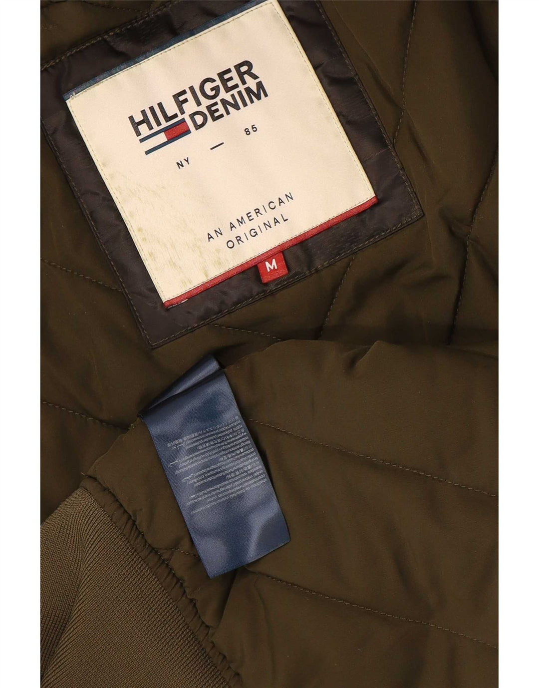Tommy Hilfiger Mens Bomber Jacket UK 38 Medium Khaki Polyester