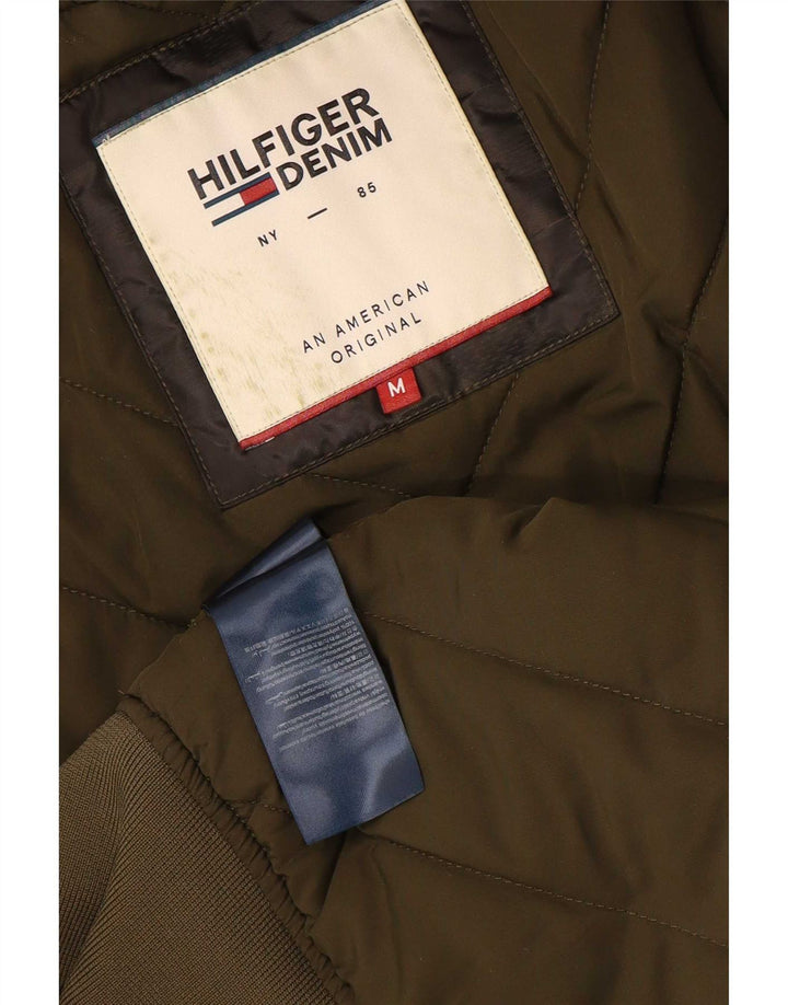 Tommy Hilfiger Mens Bomber Jacket UK 38 Medium Khaki Polyester
