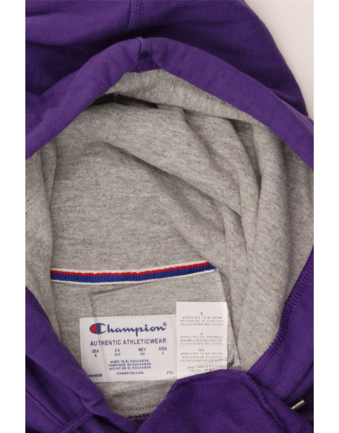 CHAMPION Mens Graphic Hoodie Jumper Small Purple Cotton Vintage Champion and Second-Hand Champion from Messina Hembry 